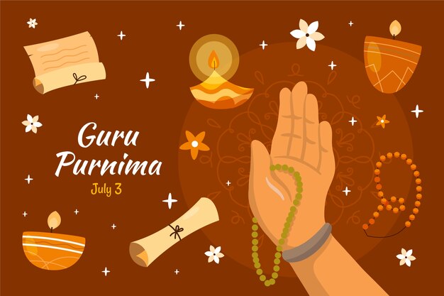 Flat background for guru purnima celebration