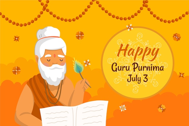 Free Vector flat background for guru purnima celebration