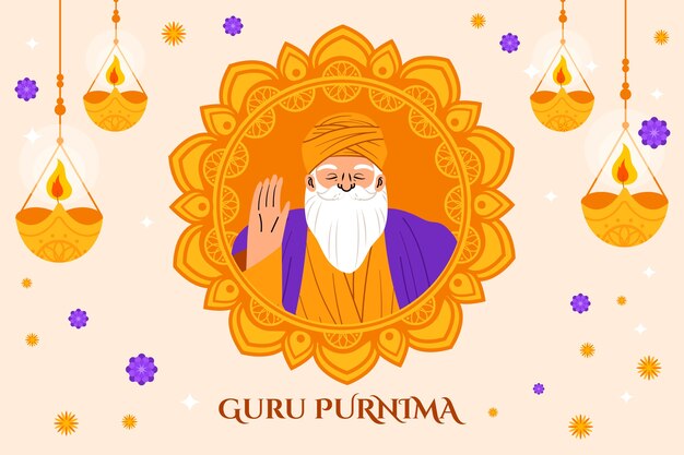 Flat background for guru purnima celebration