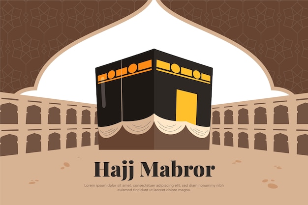 Free vector flat background for hajj islamic pilgrimage