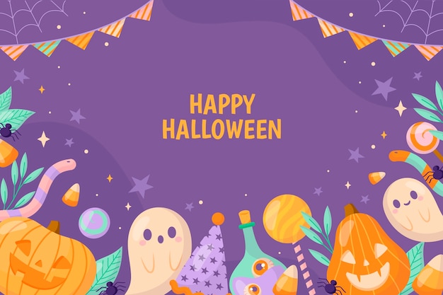 Flat background for halloween celebration