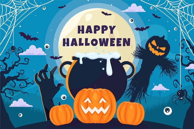 Flat background for halloween celebration