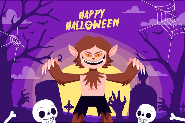 Flat background for halloween celebration