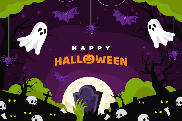 Flat background for halloween celebration