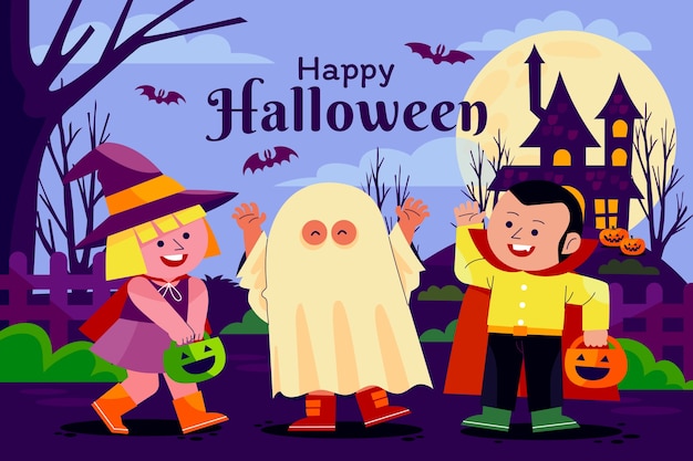 Free Vector flat background for halloween celebration