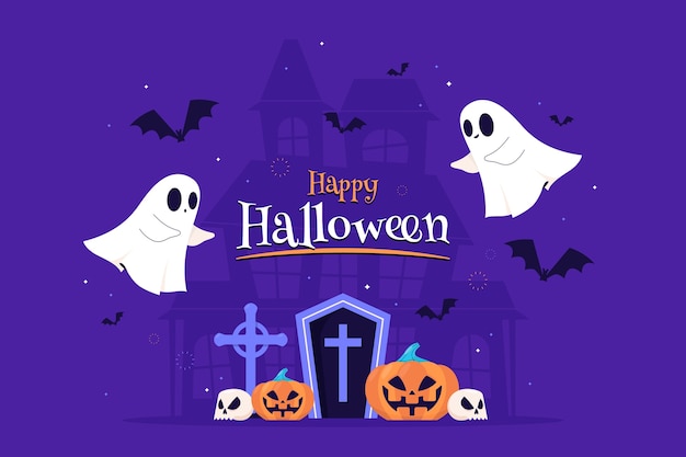 Flat background for halloween season celebration