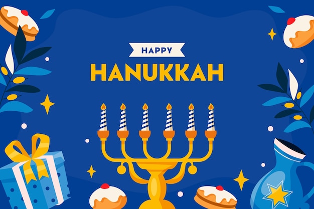 Free Vector flat background for hanukkah celebration