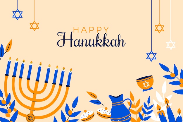 Free vector flat background for hanukkah celebration