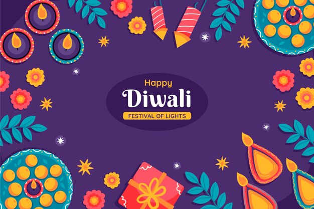 Flat background for hindu diwali festival celebration