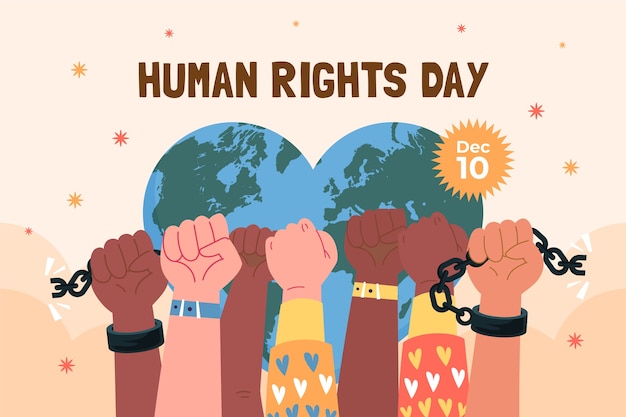 Free vector flat background for human rights day with hands breaking chain