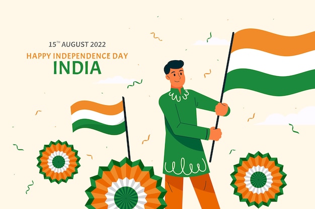 Free vector flat background for india independence day celebration