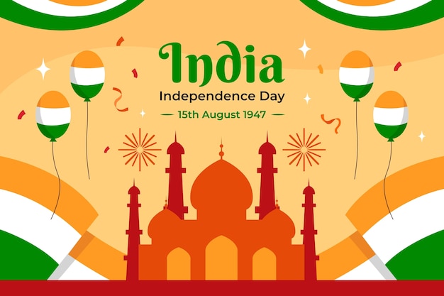 Flat background for india independence day celebration