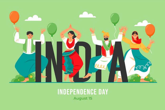 Free Vector flat background for india independence day celebration