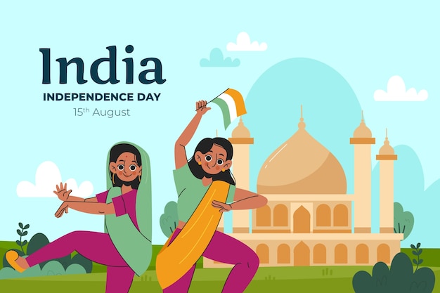 Flat background for indian independence day celebration