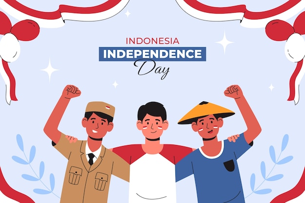 Flat background for indonesia independence day celebration