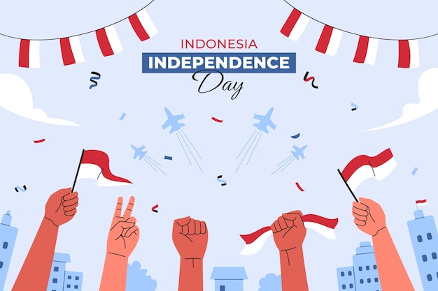 Free vector flat background for indonesia independence day celebration