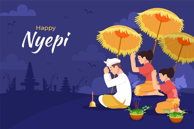 Flat background for indonesian nyepi celebration