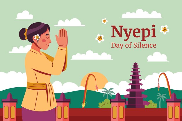 Flat background for indonesian nyepi celebration