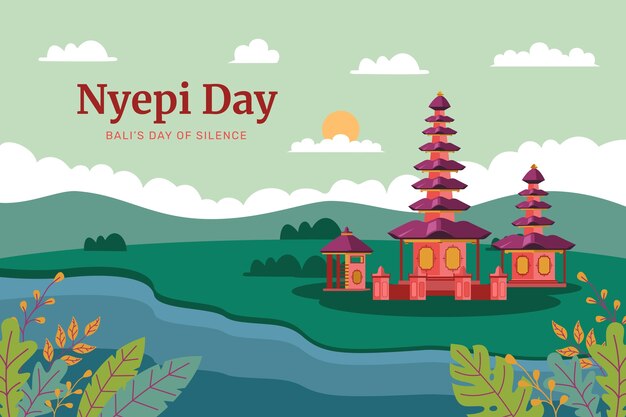 Flat background for indonesian nyepi celebration