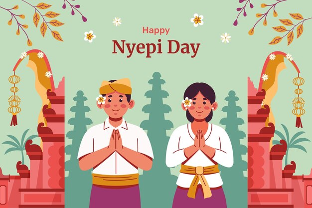 Flat background for indonesian nyepi celebration