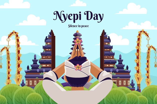 Flat background for indonesian nyepi celebration