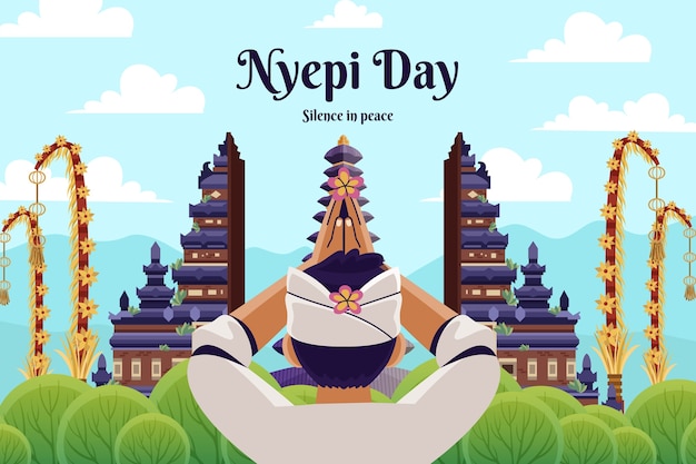 Flat background for indonesian nyepi celebration