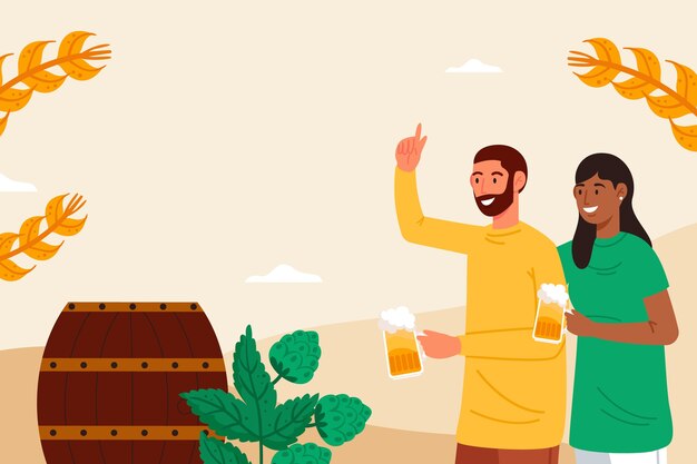 Flat background for international beer day celebration