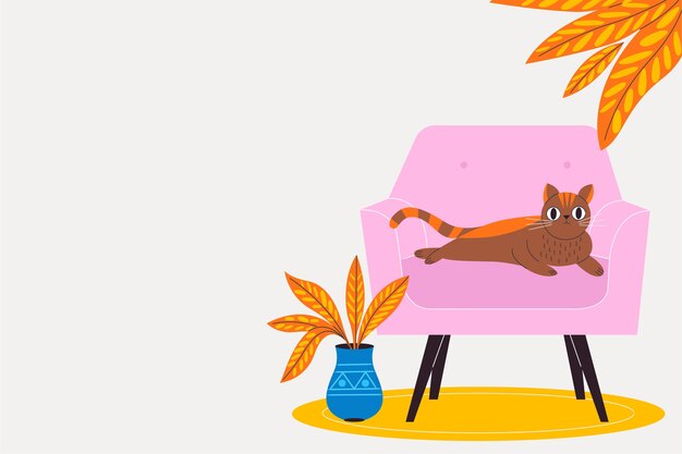 Flat background for international cat day celebration