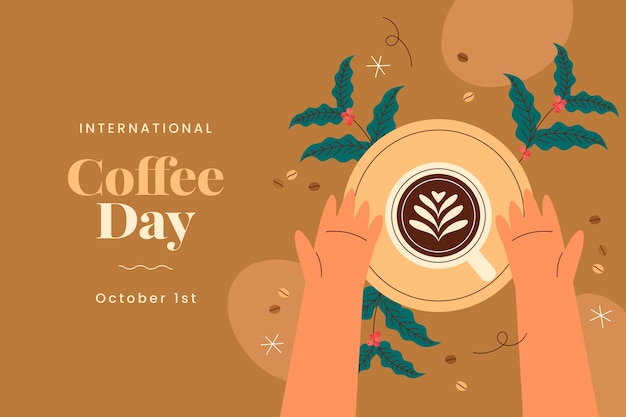 Flat background for international coffee day celebration