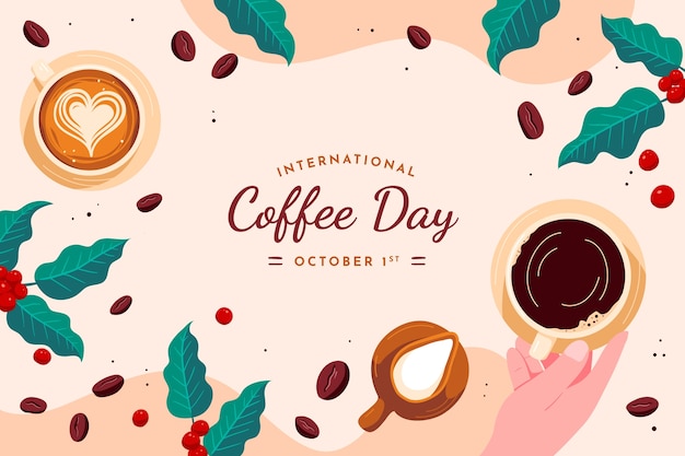 Flat background for international coffee day celebration