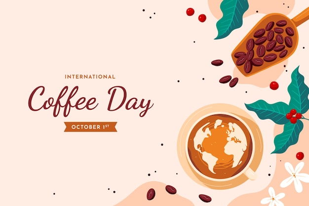 Flat background for international coffee day celebration