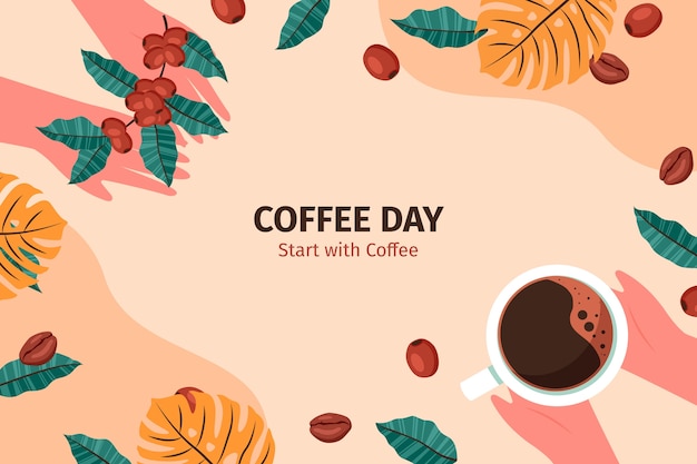 Flat background for international coffee day celebration