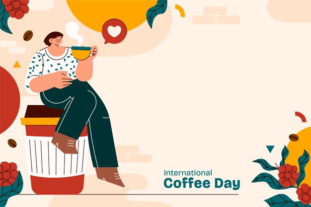 Flat background for international coffee day celebration