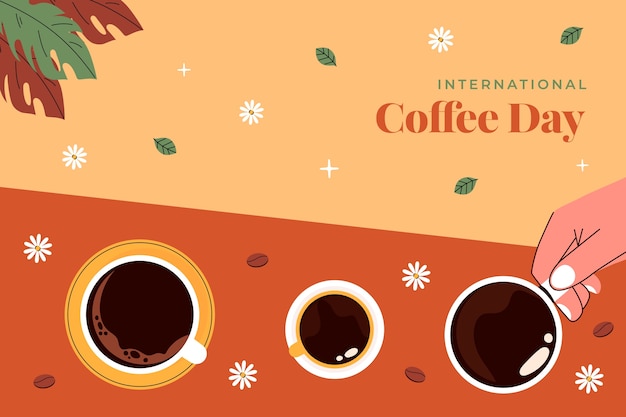 Flat background for international coffee day celebration