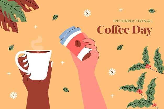 Flat background for international coffee day celebration