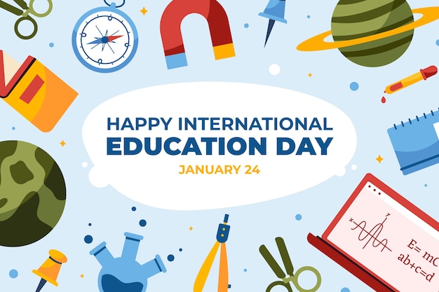 Flat background for international day of education