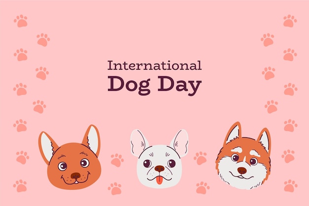 Flat background for international dog day celebration