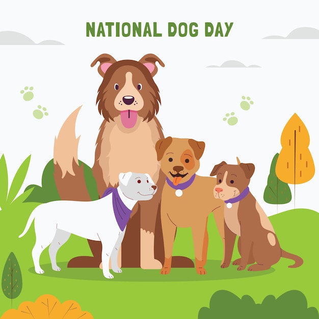 Flat background for international dog day celebration