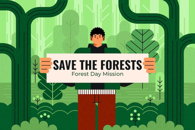 Free Vector flat background for international forest day celebration