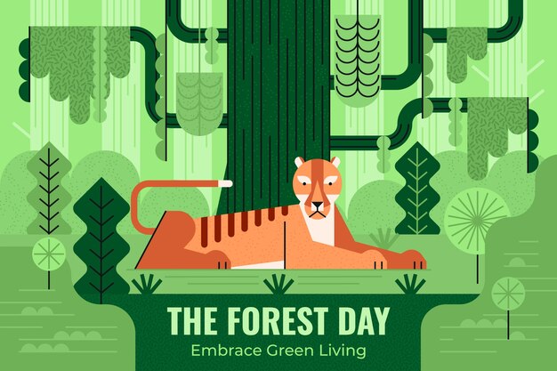 Flat background for international forest day celebration