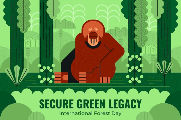 Flat background for international forest day celebration