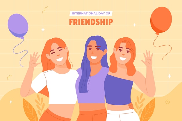 Flat background for international friendship day celebration