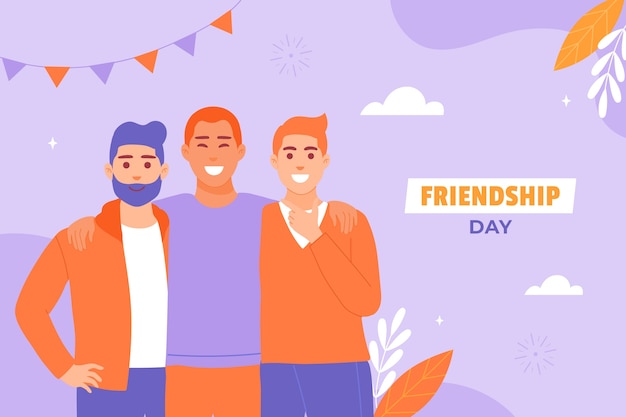 Flat background for international friendship day celebration