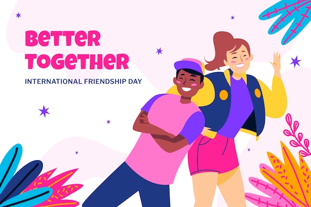 Flat background for international friendship day celebration