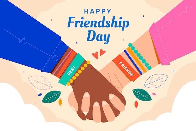 Flat background for international friendship day celebration