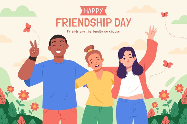 Flat background for international friendship day celebration