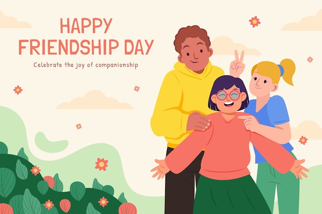 Flat background for international friendship day celebration