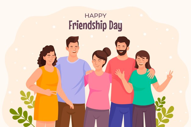 Flat background for international friendship day celebration