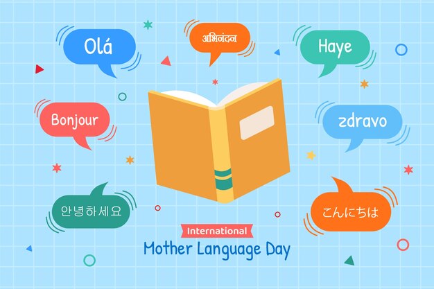 Flat background for international mother language day