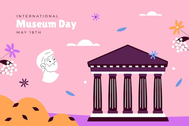 Flat background for international museum day celebration